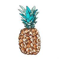 1 pc sequins iron on patch pineapple embroidery patch sewing fabric sticker apparel sewing clothes diy applique crafts