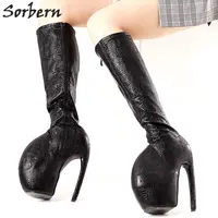 Sorbern Custom Savage Beauty Shoes Knee High Boots Women Snake Print Celebrity Inspired Boot Women Plus Size Round Toe Sexy Boot