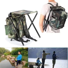 Folding Camping Fishing Chair Stool Backpack with Cooler Insulated Picnic Bag Hiking Camouflage Seat Table Bag