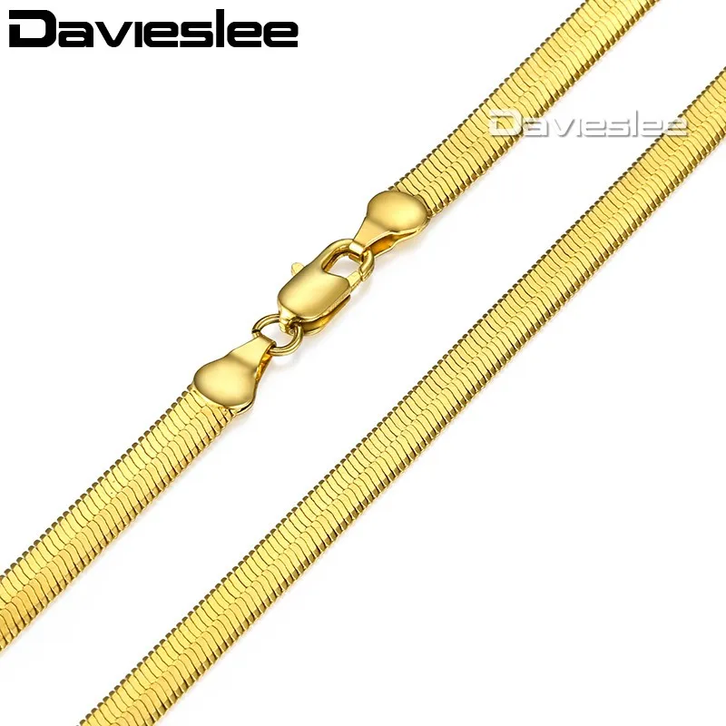 Davieslee Мужская цепь золото Цепочки и ожерелья Зеркало змея Елочка Ссылка Оптовая