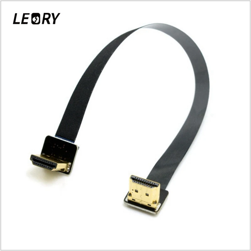 LEORY FPV HDMI кабель двойной под углом 90 градусов Тип мужчина к мужчине HDTV плоский