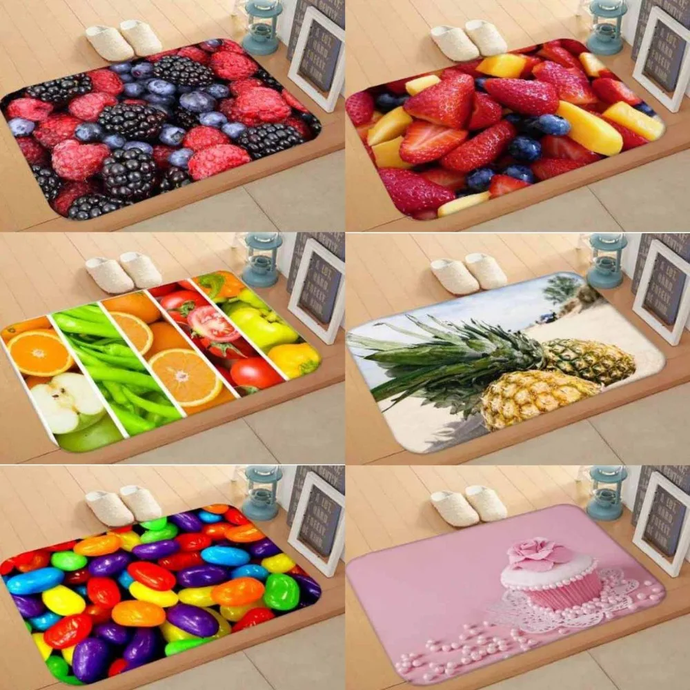 Напольный коврик для кухни 50x80 см с изображением фруктов желтого красного