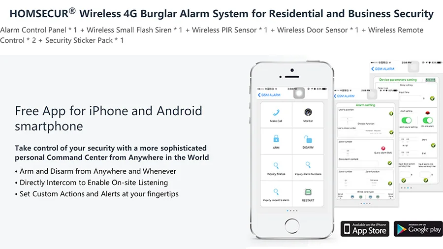 Homsecur беспроводный и проводной 4G/3g/GSM ЖК дома сигнализация с кнопкой паники для DIY