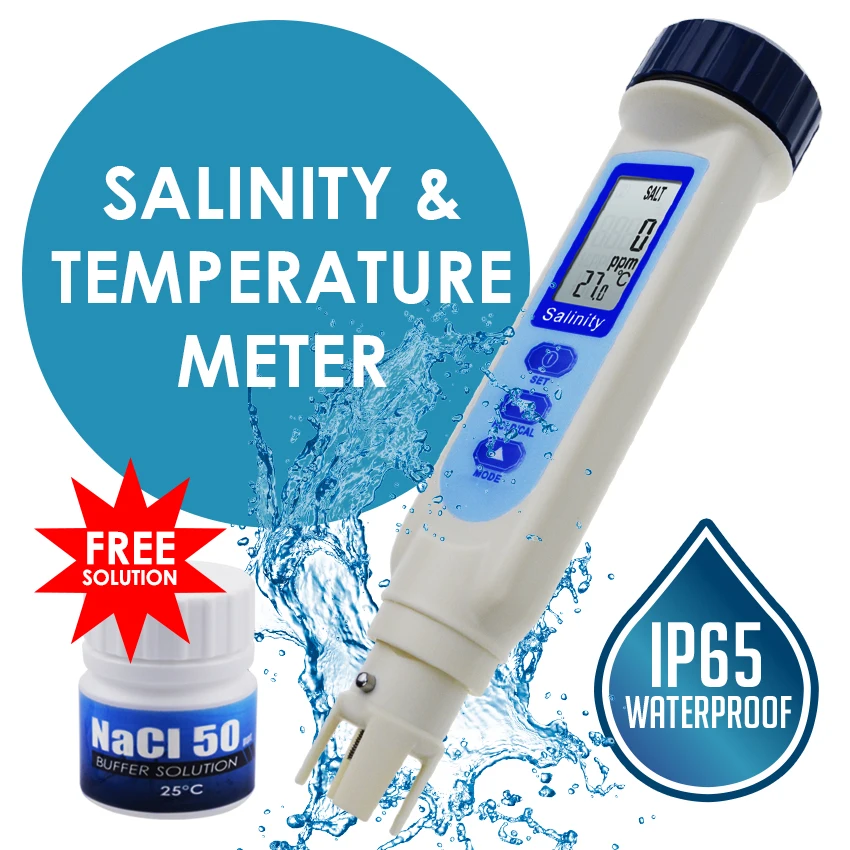 Тестер качества воды ATC ppm / ppt % S.G. 4 единицы солевого NaCl для лабораторного пруда