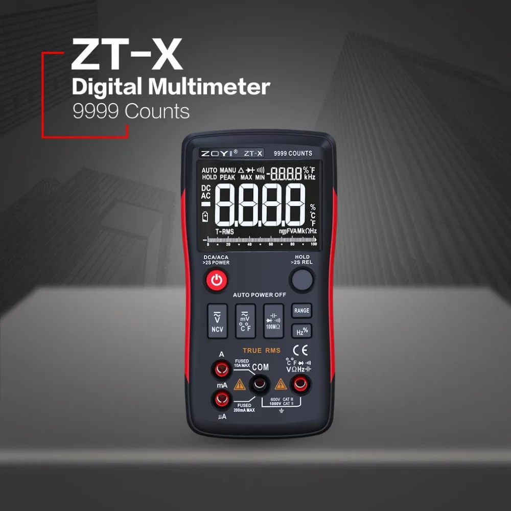 ZT X Цифровой мультиметр автоматический диапазон True RMS AC/DC Сопротивление Емкость