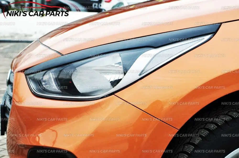 Брови на фары для hyundai Solaris-модель узкая ABS пластиковые реснички ресницы для украшения автомобиля Стайлинг тюнинг
