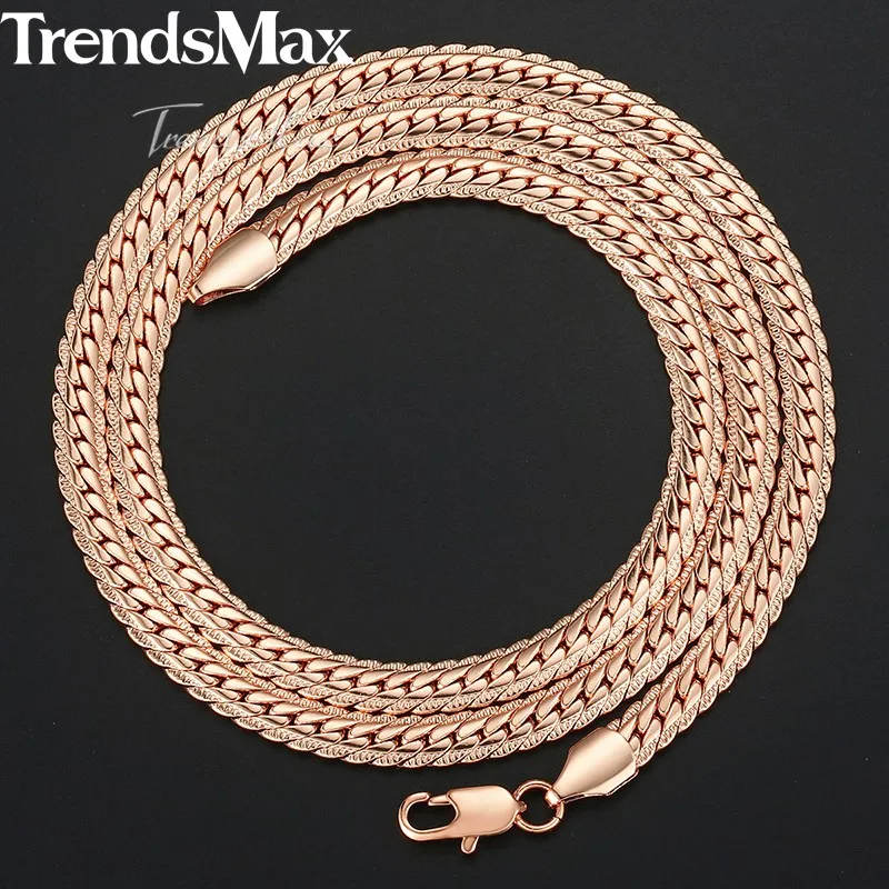 Trendsmax мужское Ожерелье Золотая змея звено цепочка на шею для мужчин модные мужские ювелирные изделия Прямая поставка подарок 6 мм KGN399