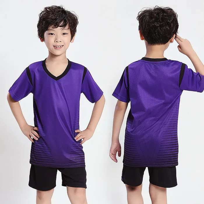 LB1604 purple set Детские Молодежные футбольные майки, набор Survetement, комплект футбольной формы для детей, комплект тренировочной формы для футбола, шорты с логотипом на заказ - Цвет: LB1604 purple set