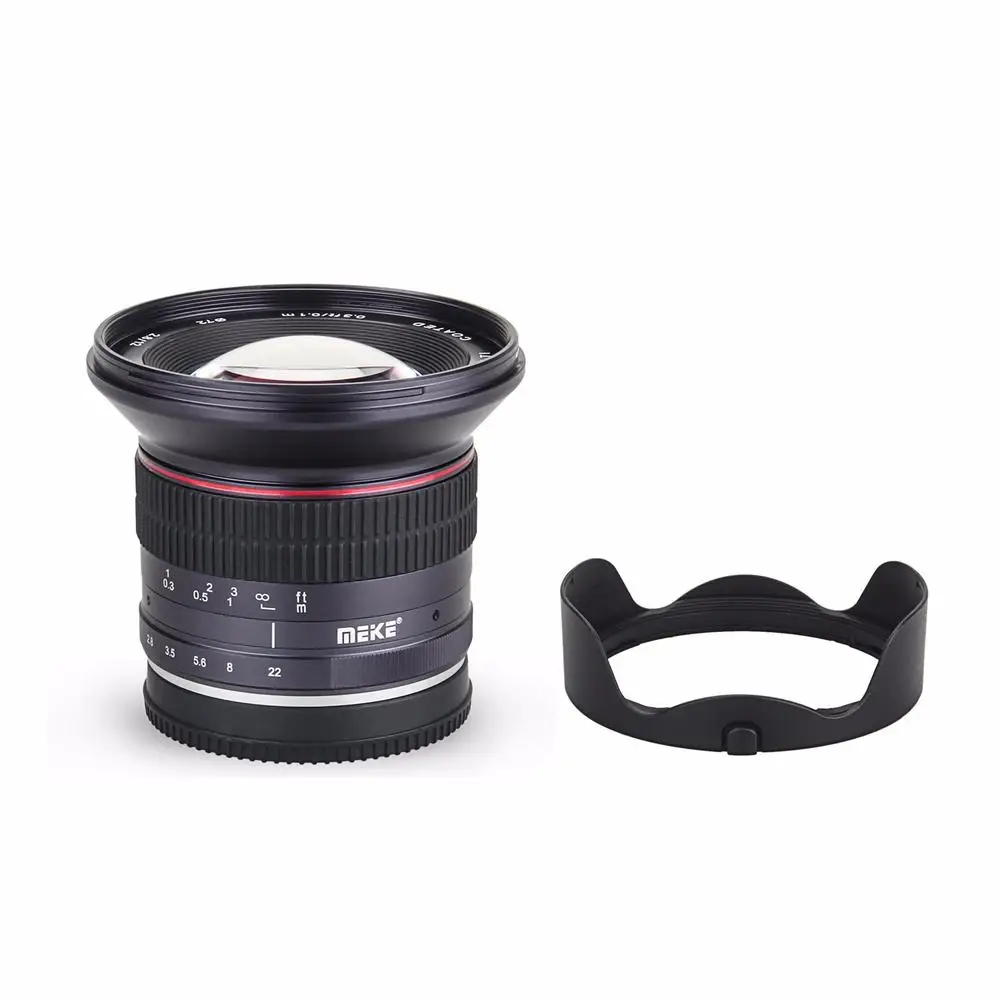 Meike 12 мм f/2 8 Ультра широкоугольный фиксированный объектив с удаляемым капюшоном