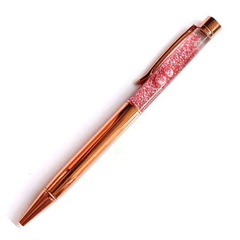 Rose gold Красивая металлическая шариковая ручка, роскошная Высококачественная шариковая ручка из золотой фольги для письма, канцелярские принадлежности, школьные офисные принадлежности - Цвет: Rose gold