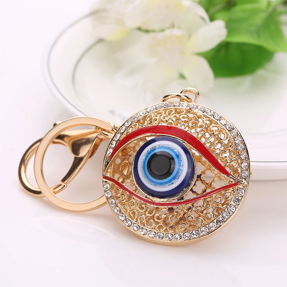 Women Big Eye Hollow Out Round Pendant Keychain Car Key Ring Purse Bag Ornament | Украшения и аксессуары