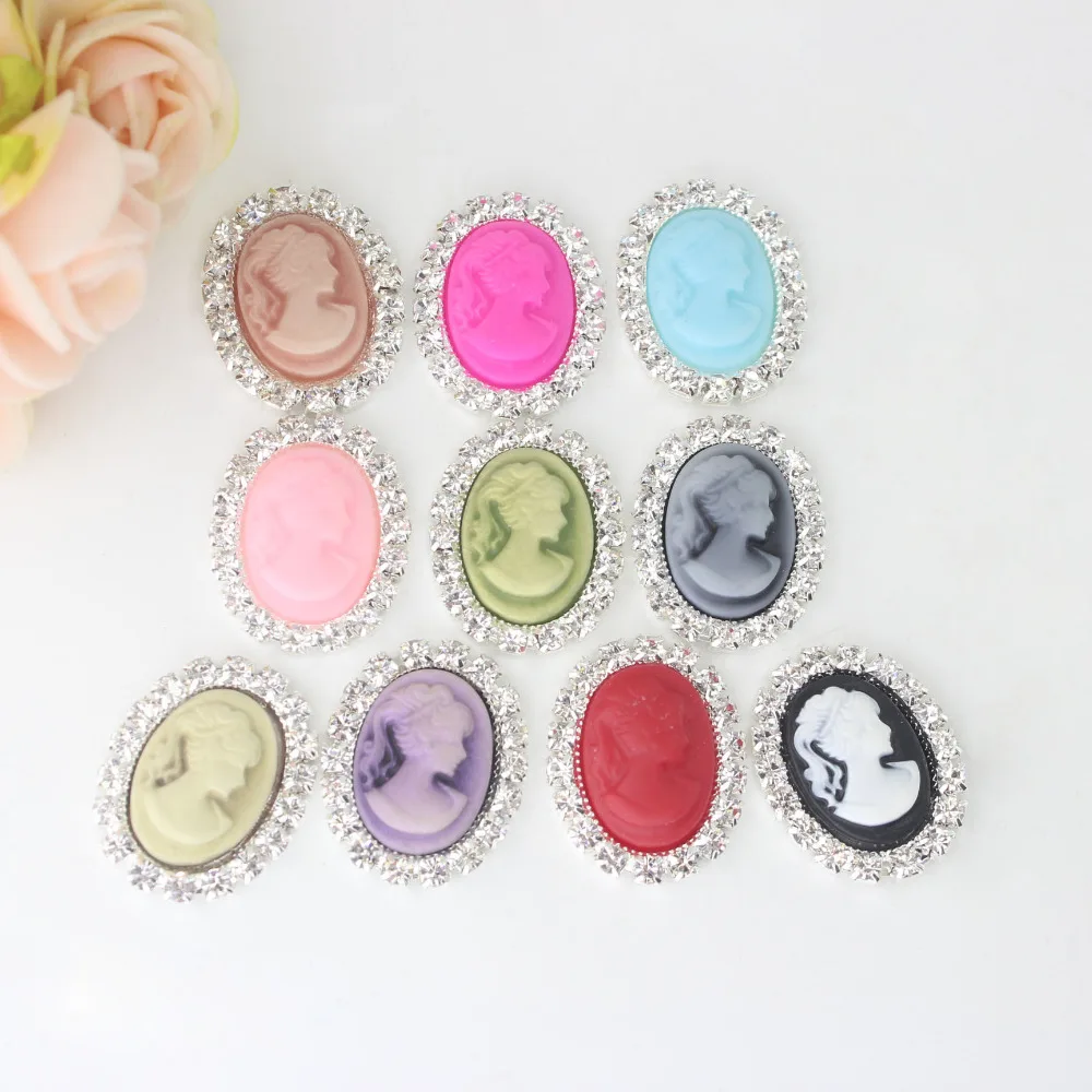 25mm Cameo Sewing Button Flatback Rhinestones Embellish DIY Hair Interspersed Artificial Shiny Wedding Accessories|flatback rhinestone