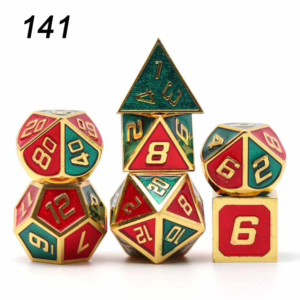Chengshuo двухцветные металлические игральные кости DND наборы rpg многогранные металлические d& d красные настольные игры цинковый сплав цифровые подземелья и дракон d20
