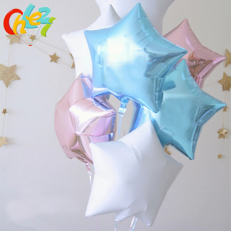 10 Pcs 18 Inch Star Foil Balloons Baby Shower Globos Pure color Helium Birthday 1st Party Supplies Wedding Decorations | Дом и сад
