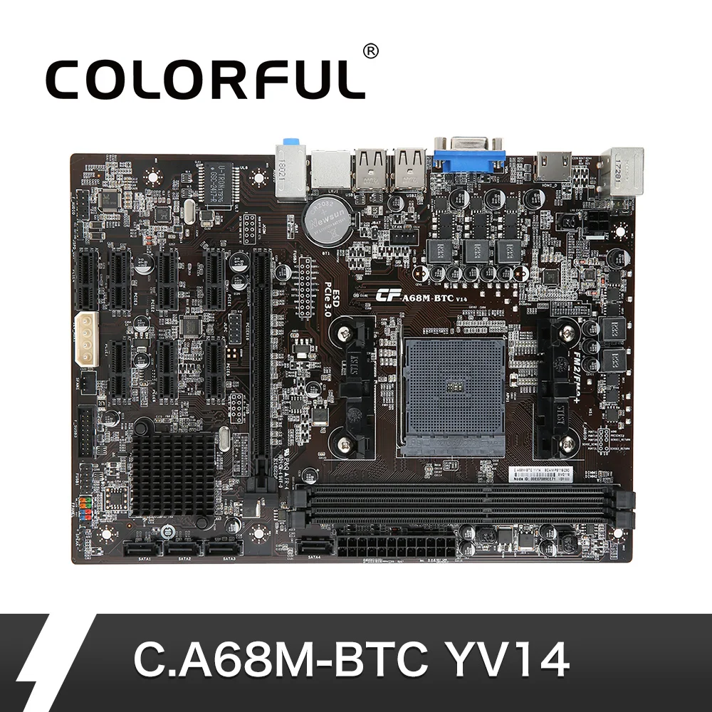 Красочные C.A68M-BTC YV14 системная плата материнской платы для AMD A68 SATA3.0 ATX материнская плата для Шахтерских шахтеров