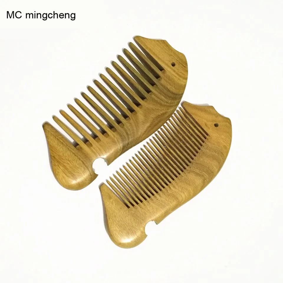 

MC Brand Pocket Wooden Comb Fish Shape Super Wood Combs No Static Green Sandalwood Beard Comb Hair Styling Tool