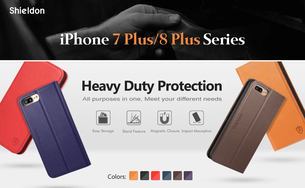 Бумажник SHIELDON чехол для iPhone 7 Plus/8 Plus с 【натуральной кожей с отделением для карты Kickstand пожизненная Гарантия