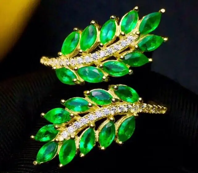ring KJJEAXCMY Fine Jewelry 925 с инкрустацией, из чистого серебра натуральный изумруд женские серьги кольцо набор из 2 комплектов для поддержки обнаружения - Цвет камня: ring
