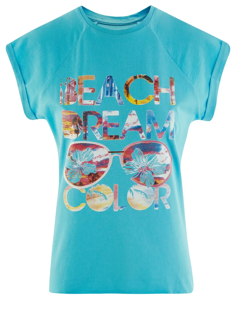 oodji Футболка хлопковая с принтом 14707001 38 46154|top tees|t-shirt cottontop cotton |