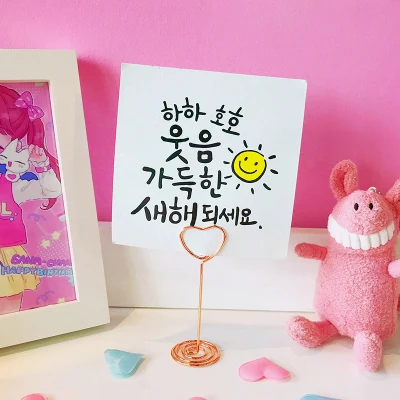 Kawaii Металлическая Офисная настольная папка фламинго для заметок розовая креативная линия формирования бизнес-держатель для карт фото папка украшение дома - Цвет: orange-heart