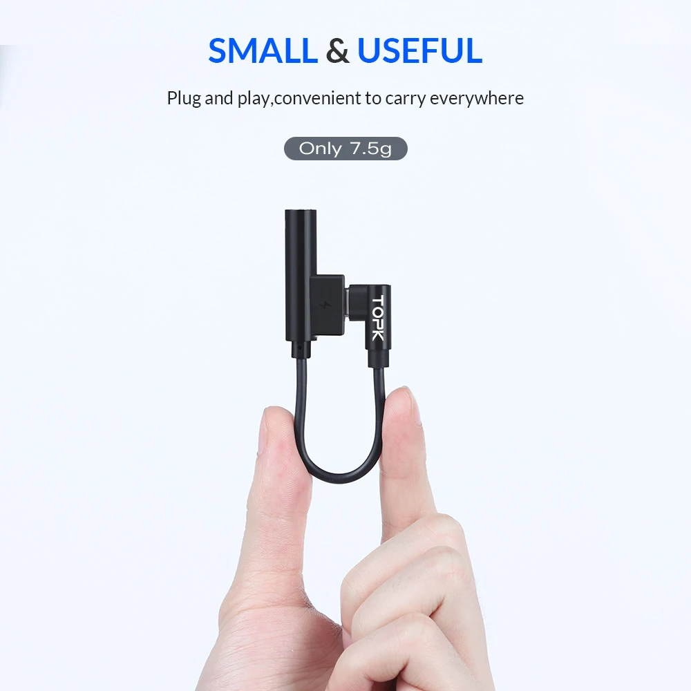 TOPK 2 в 1 usb type C до 3 5 мм Aux аудио разъем адаптер для наушников USB зарядный кабель Xiaomi