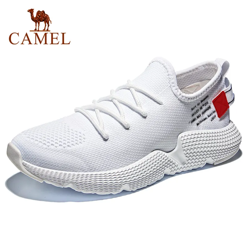

CAMEL Men Workout Casual Running Shoes Fitness Shockproof Knit Upper Breathable Lightweight Wearproof Beginner Sports Sneakers