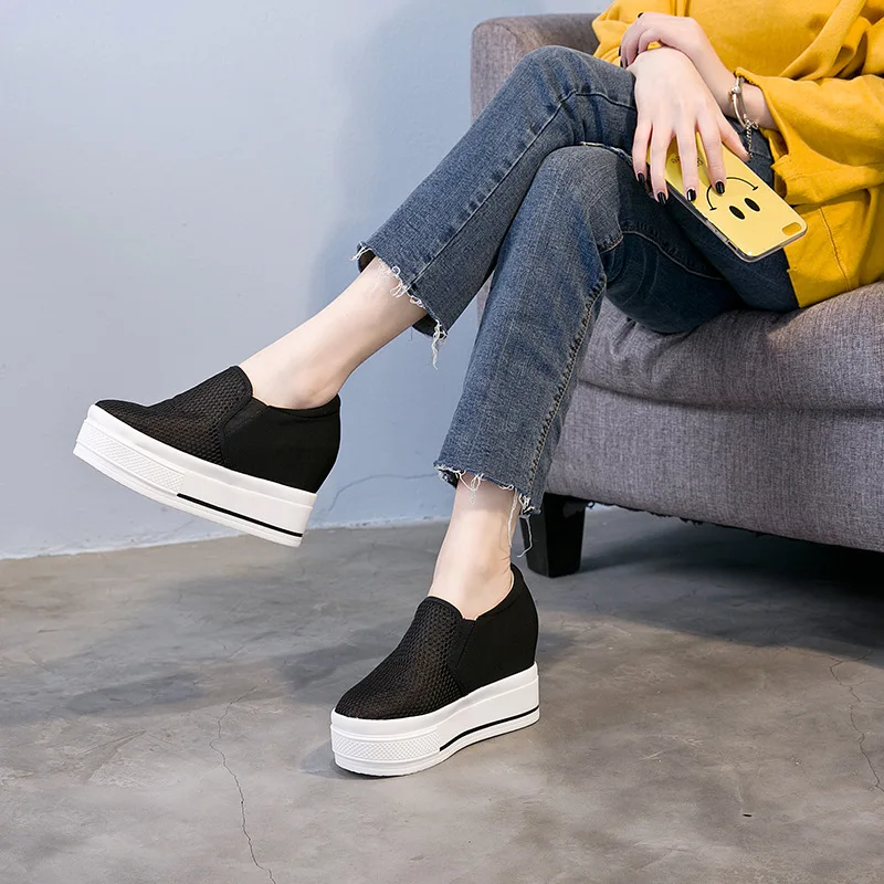 Новинка 2018 года Женская повседневная обувь на плоской платформе Обувь танкетке