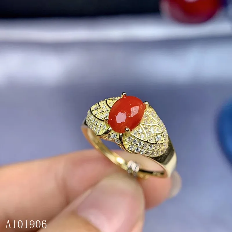 Ювелирные изделия KJJEAXCMY boutique Женское кольцо с натуральным красным коралловым