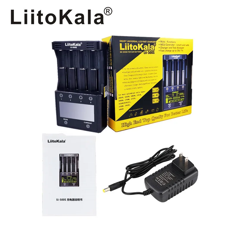Liitokala lii-500 lii-500S ЖК-дисплей 3,7 в 1,2 в 18650 26650 21700 зарядное устройство с экраном, проверьте емкость аккумулятора с сенсорным управлением