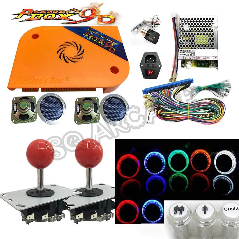 copy sanwa joystick Pandora box 9D 2222 в 1 аркадная версия доска для игры JAMMA HDMI VGA DIY аркадная ktis с джойстиком черная крышка кнопки динамики замки - Цвет: copy sanwa joystick