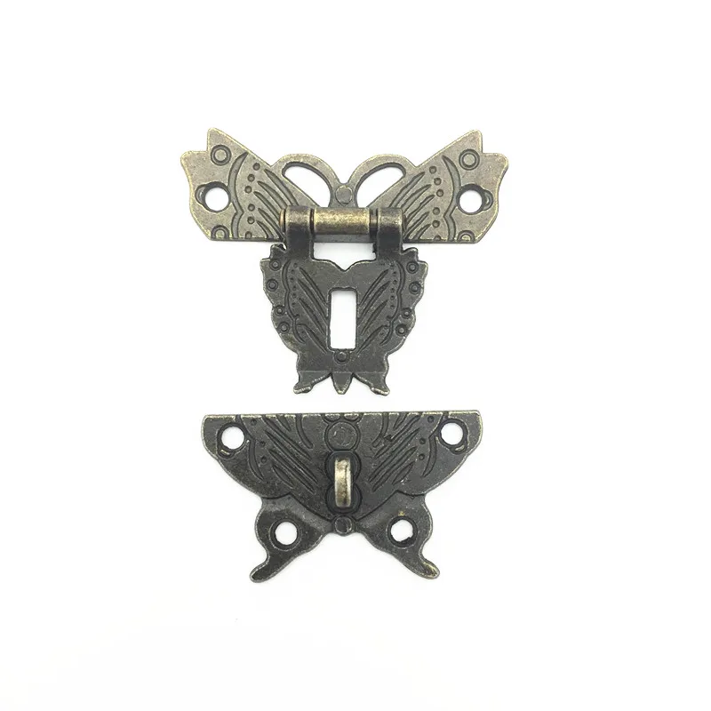 10PCS Butterfly Design Antique Bronze Hasp Latch Jewelry Wooden Box Lock Cabinet Buckle Case Locks Handle Hardware 50*43mm | Обустройство