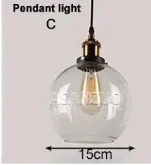 Pendant light-C Винтажные подвесные светильники Стеклянные Настенные светильники Лофт промышленный подвесной светильник Lamparas De Techo Colgante современный блеск Подвесная лампа - Body Color: Pendant light-C