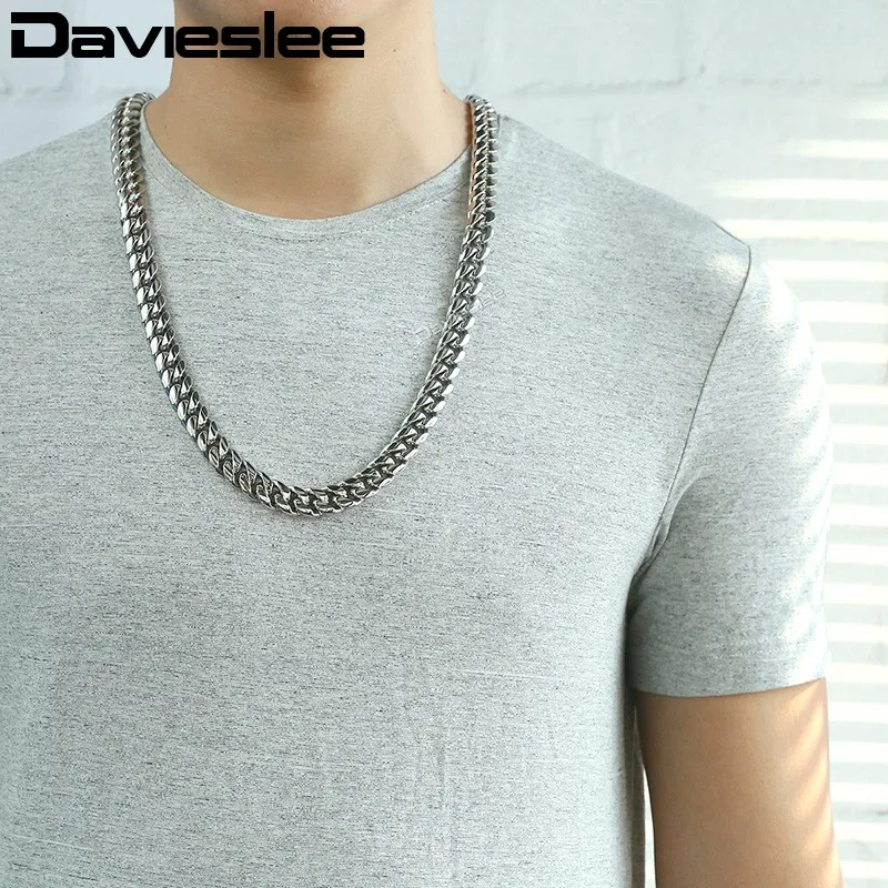 Davieslee Womens Mens Jewelry Set Miami Curb Cuban Link 316L Stainless Steel Gold Silver Color 8/12/14mm LHSM01 | Украшения и
