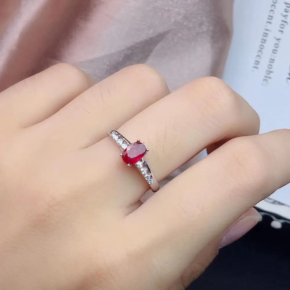 KJJEAXCMY boutique jewelry 925 sterling silver inlaid natural ruby female ring pendant necklace earrings set support review new