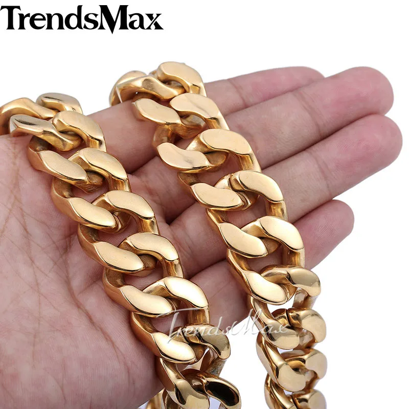 Ожерелье из нержавеющей стали Trendsmax супертяжелое Золотистое 21 мм HN42|gift souvenir|gift
