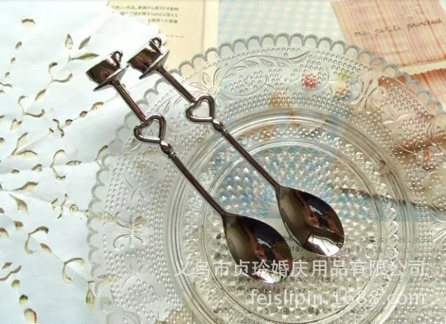 

DHL Free Shipping wholesale 100 pcs= 50sets Stainless Thick and thin Love Heart Coffee Wedding Favor Guest Gift