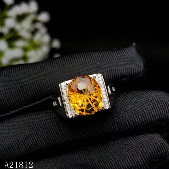 Кольцо KJJEAXCMY boutique jewelryar из серебра 925 пробы с натуральным Цитрином|Кольца| |