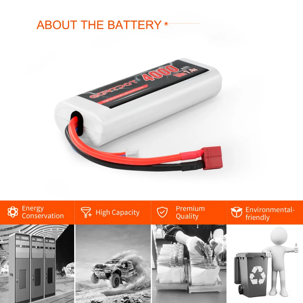 Аккумулятор GARTPOT Lipo 7 4 В 4000 мА/ч 50C 2S lipo RC упаковка в твердом чехле с разъемом Deans T