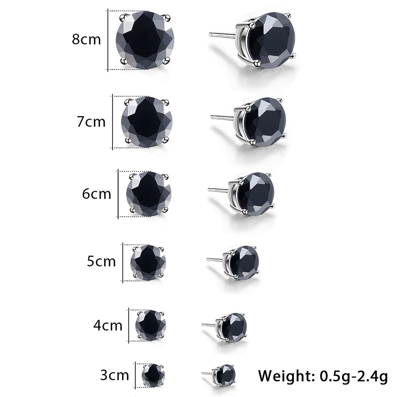 Hermah женские шпильки Серьги круглой огранки Черный CZ HSEM06F|stud earrings|cz stud earringscz earrings |