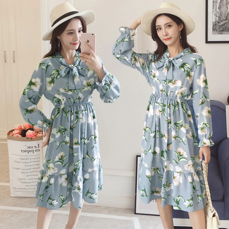 2019 Новая мода лето осень шифоновое платье с принтом повседневные милые женские