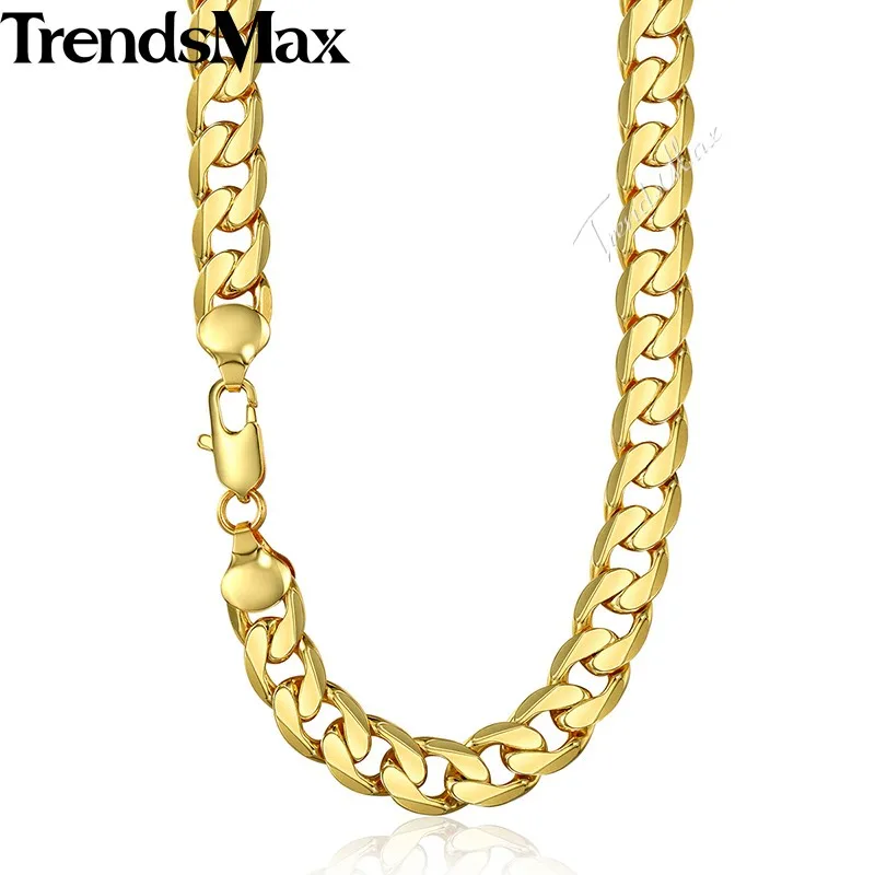 Trendsmax, мужское ожерелье в стиле хип-хоп, Золотая кубинская цепочка, ожерелье для мужчин, ювелирные изделия, Прямая поставка,, подарки 12 мм KGN270