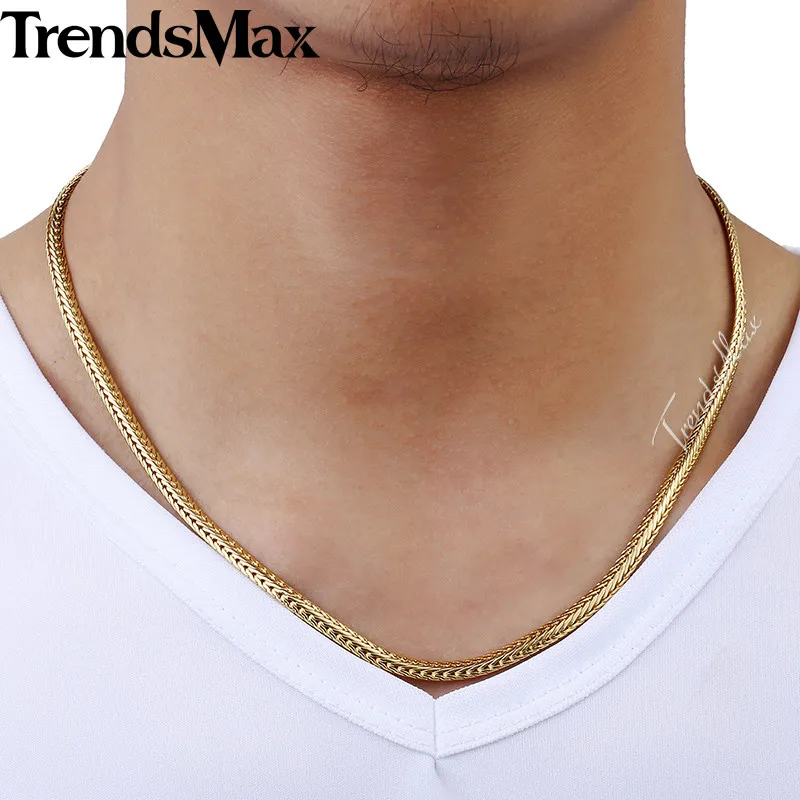 Trendsmax для мужчин's цепочки и ожерелья s Золотой Лисохвост цепи мужчин Jewelry 2018