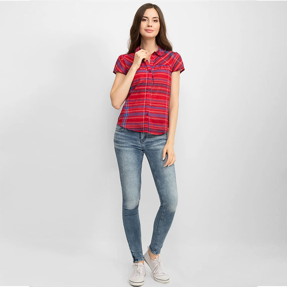 Рубашка из хлопка с коротким рукавом для девушки Gloria Jeans GSR001936 |