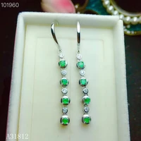 kjjeaxcmy boutique jewelry supporting detection of 925 pure silver inlaid natural emerald female eardrop derfg