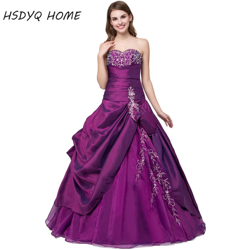 В наличии Quinceanera платье 2018 фиолетовые милые 16 Бальные платья дешевые длиной до