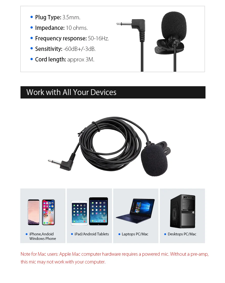 XTRONS MIC003 внешний петличный нагрудный микрофон для автомобильных головных устройств/шт/смартфонов