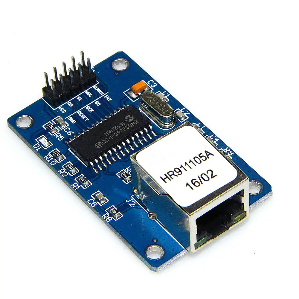

ENC28J60 LAN Ethernet Network Board Module 25MHZ Crystal AVR 51 LPC STM32 3.3V