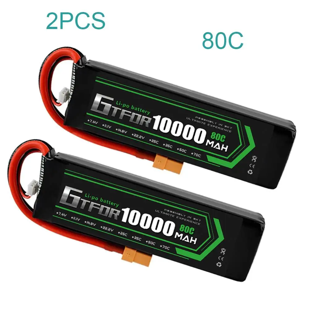 GTFDR lipo батарея 7 4 в 10000 мАч 2S 60C 80C 100C RC Deans XT60 для 1/8 1/10 автомобиля лодка вертолет
