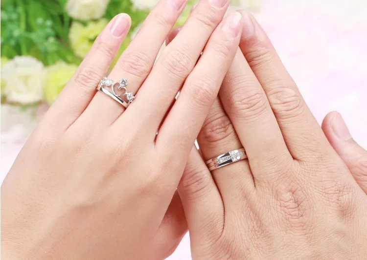 Uloveido пару колец для женщин и мужчин ювелирные изделия корона крест серебряный