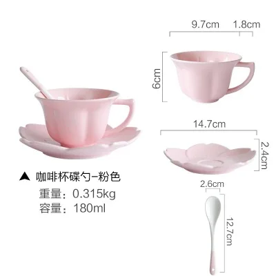 Cup and saucer Розовая белая вишневая Цветущая керамическая тарелка блюдо для супа еда миска для риса фарфоровая чайная кофейная чашка и блюдце обеденная тарелка, столовая посуда набор - Цвет: Cup and saucer